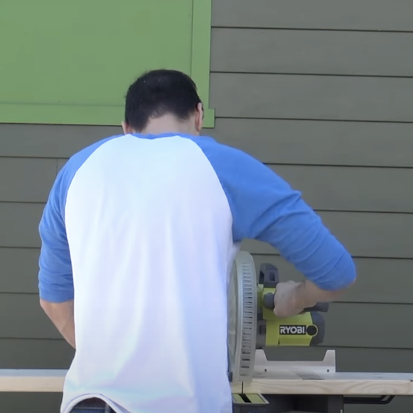 Cutting plywood for the side supports to size. Cut 2x8's to size for the shelves. Sand all of the pieces of wood. 