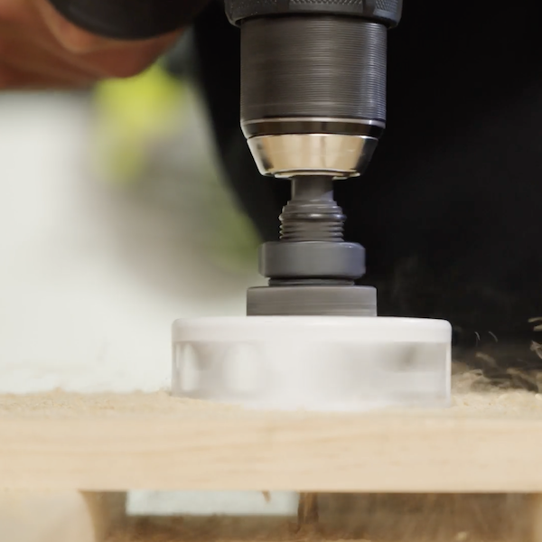 drilling hole with a hole saw