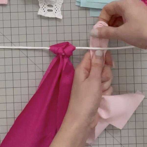 attaching fabric to string