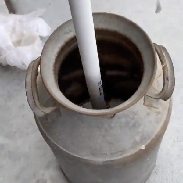 Placing pipe in plant pot 