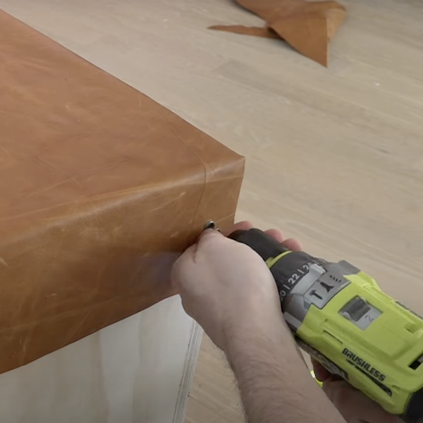 Attaching leather cushion to the bench