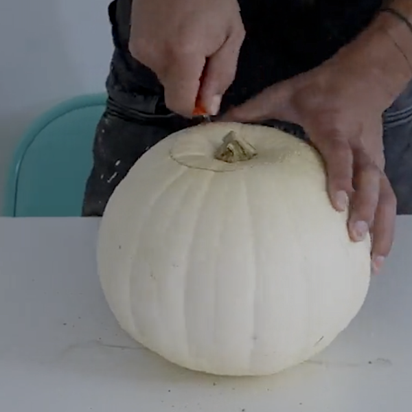 Cleaning out pumpkin