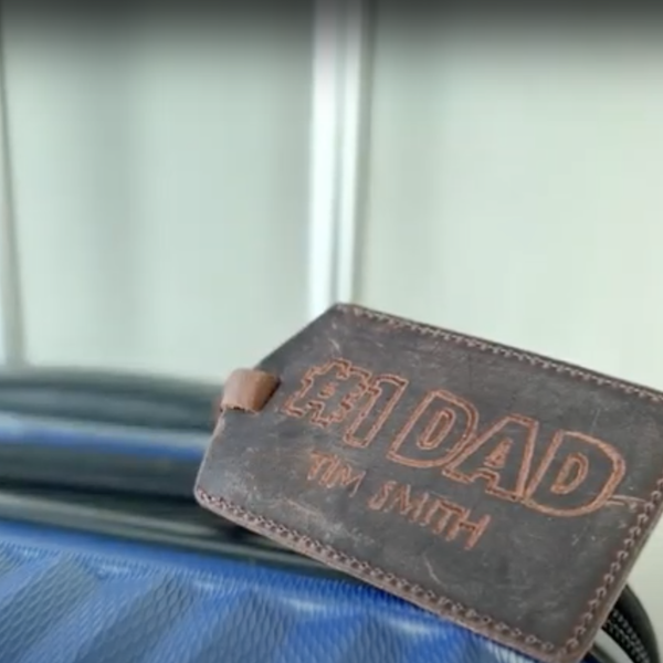 Leather tag on luggage
