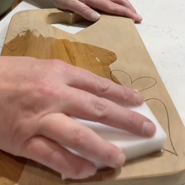 Applying danish oil to the board