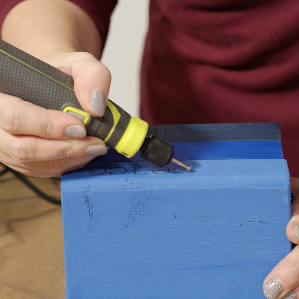 engraving the letters into the blocks