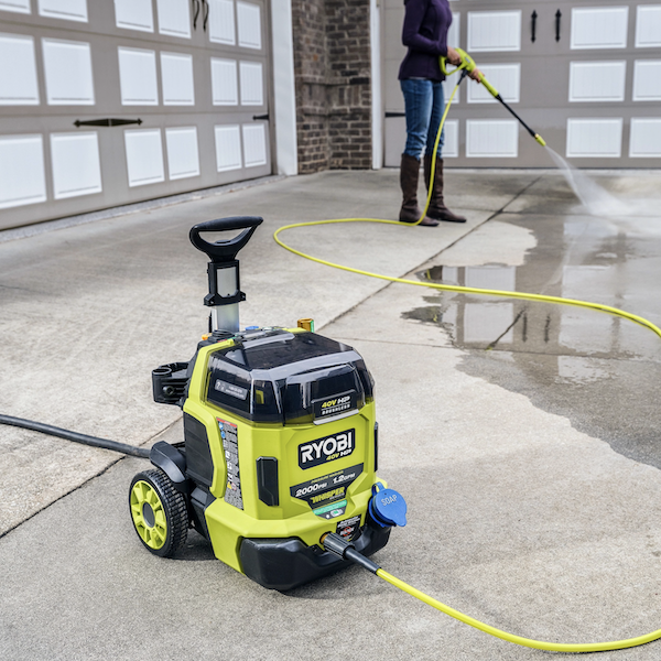 pressure washing outdoors