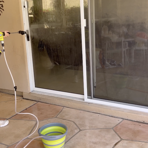 cleaning off patio doors