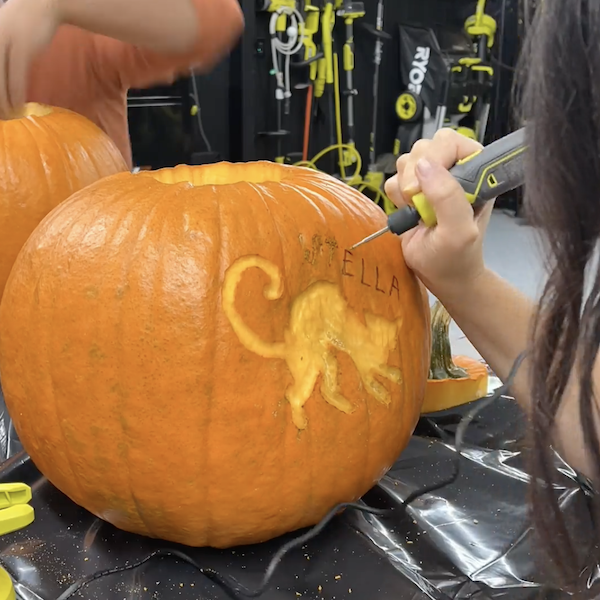carving the pumpkin